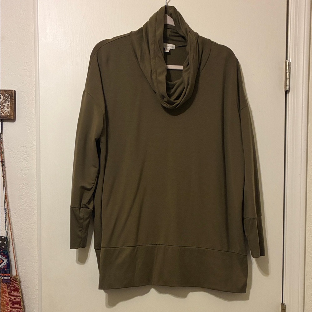 Garnet Hill Olive Cowl Neck Sweater